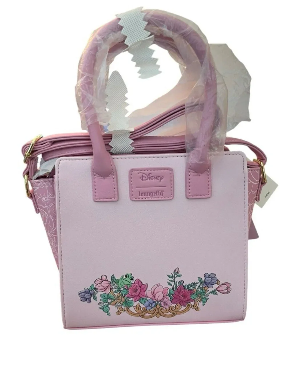 Loungefly Disney Tangled Rapunzel Pascal Frog Floral Mini Satchel Bag NWT